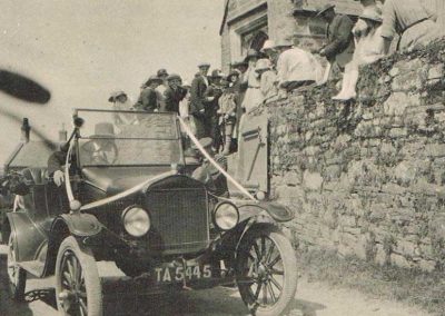 Wedding at Chivelstone Church, St Sylvester's. William Albert Partridge driving the right-hand drive Model T Ford.