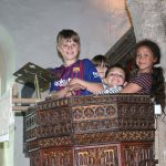 Children in the medieval pulpit on Open Day 21 July 2019