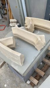 Parts of the new stonework for window repair
